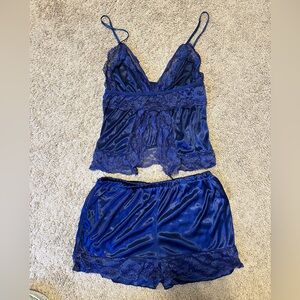 Luxurious Navy Lace Sleepwear Set